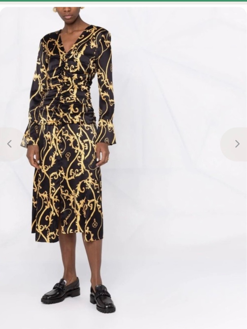 GANNI Baroque Print Silk Dress Size 36